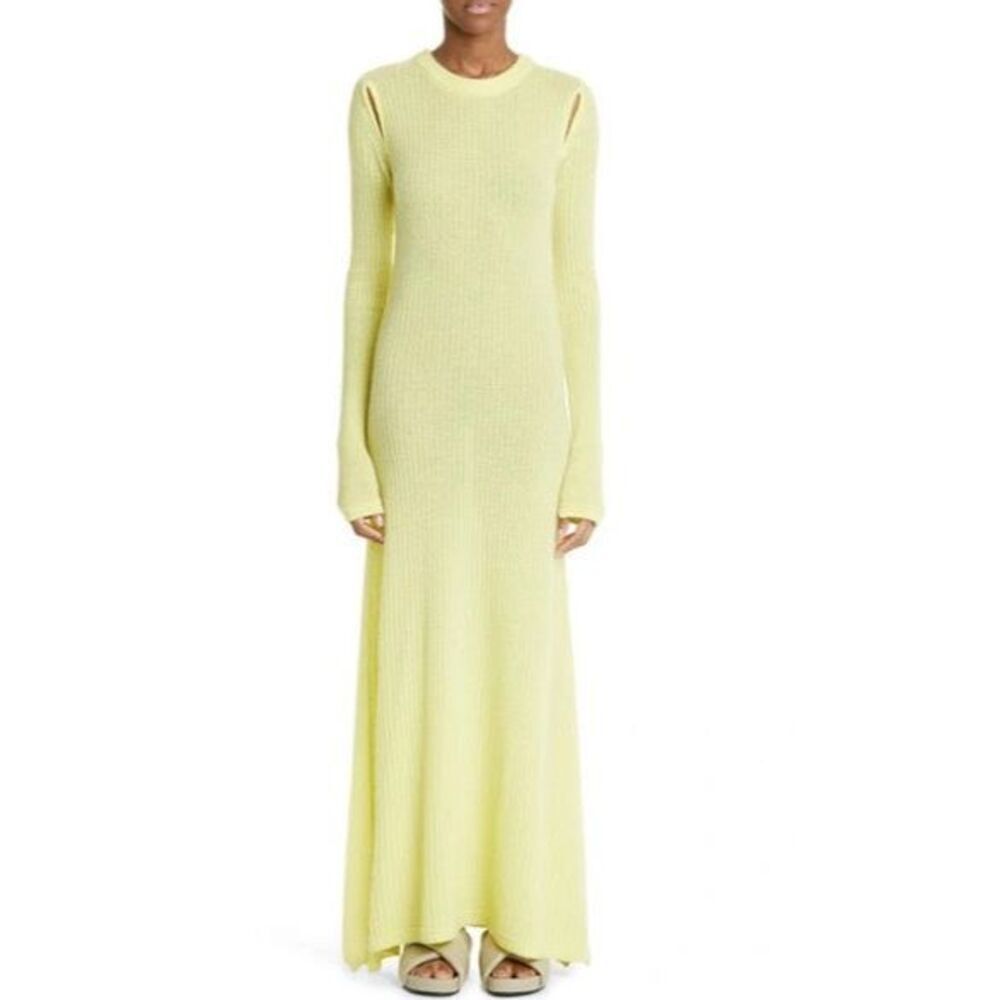 Maria Mcmanus Teardrop Cutout Long Sleeve Organic Cotton & Cashmere Maxi Dress I